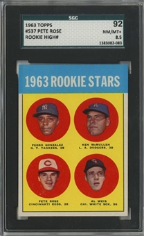 1963 Topps #537 Pete Rose Rookie Card - SGC 92 NM/MT 8.5